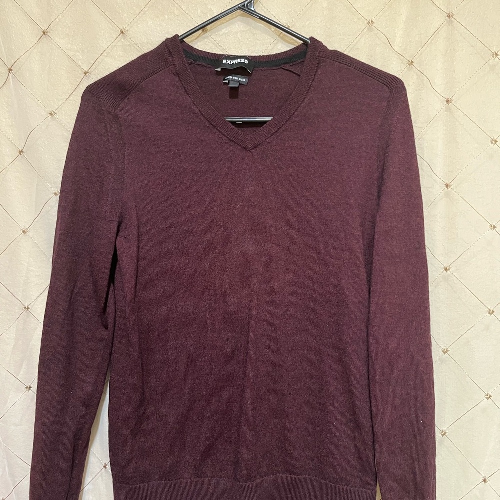 Express V-Neck Brown Sweater Timeless Knit